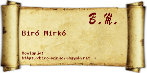 Biró Mirkó névjegykártya